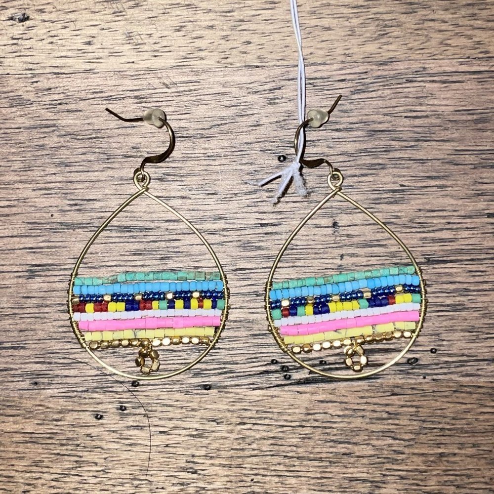 NWT Hand Beaded Earrings